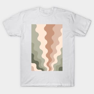 70s Retro Groovy Lines Seamless Pattern Peach and Green T-Shirt